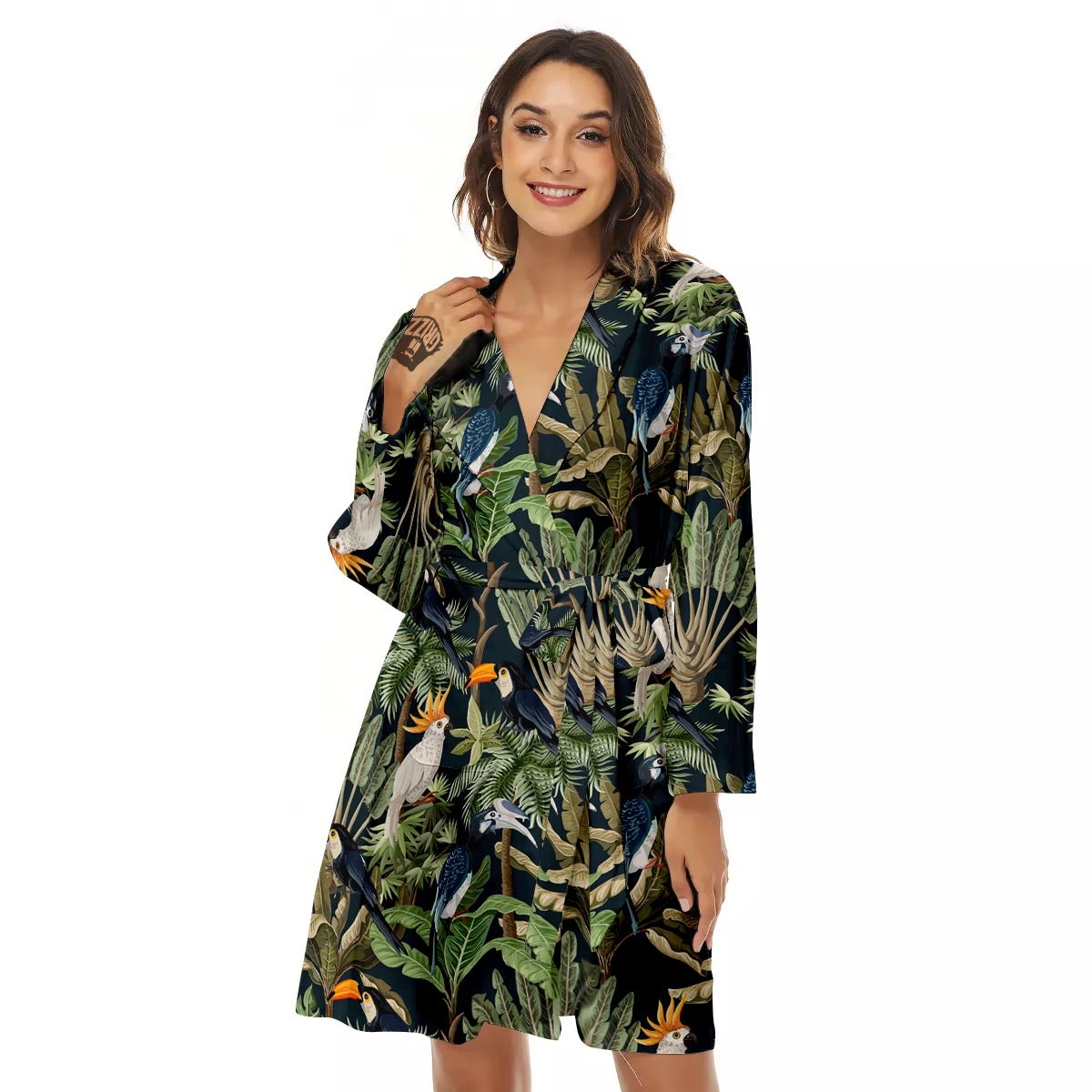Tropical Toucan Parrot Print Pattern Women's Robe-grizzshop