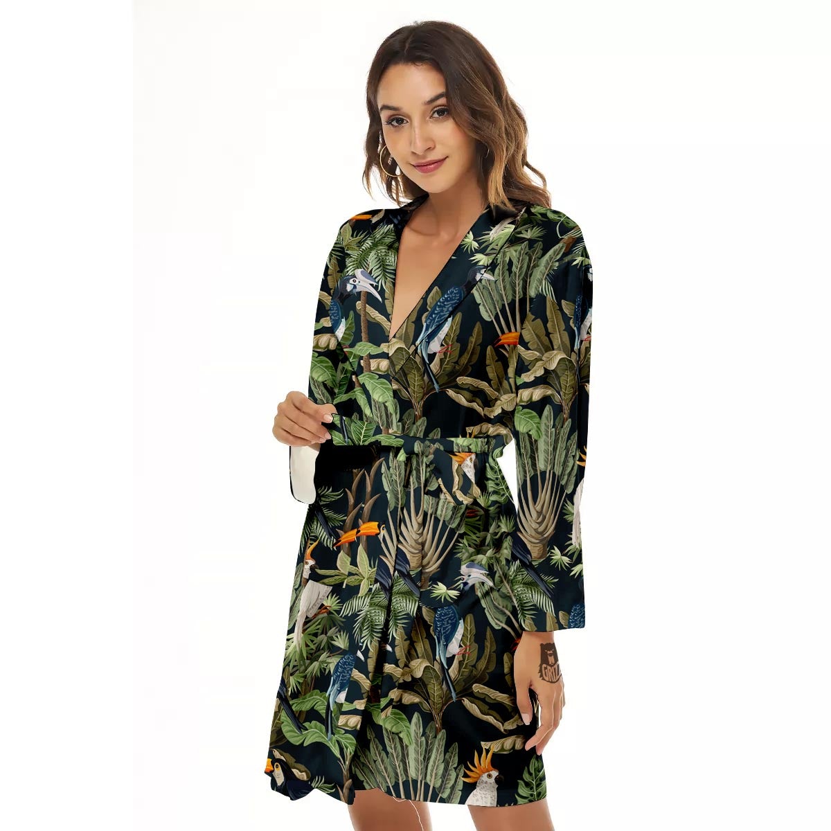 Tropical Toucan Parrot Print Pattern Women's Robe-grizzshop