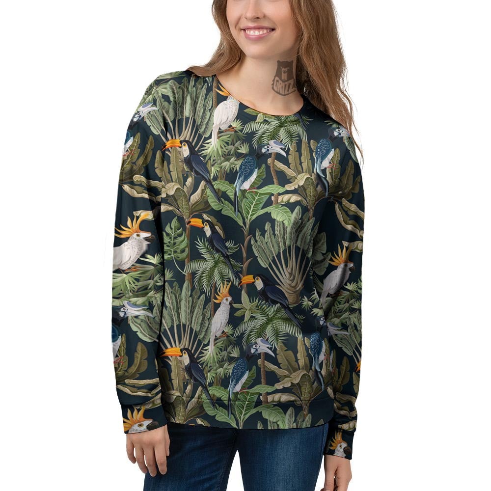 Tropical Toucan Parrot Print Pattern Women's Sweatshirt-grizzshop