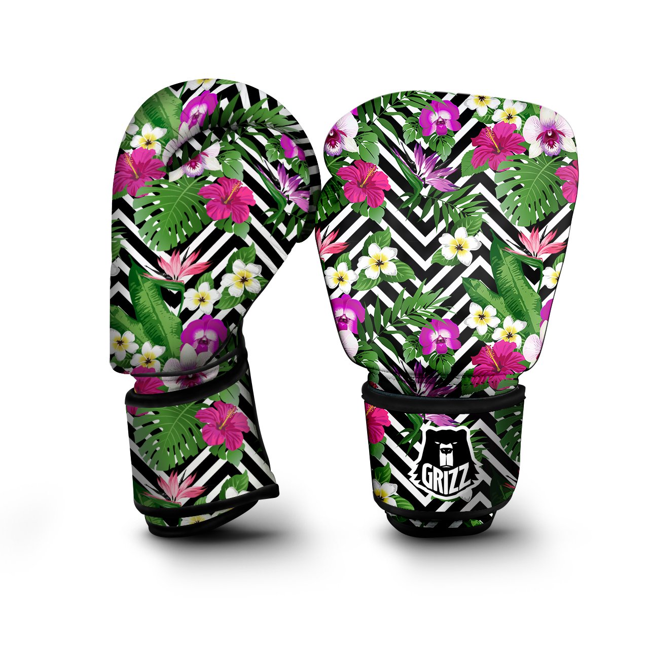 Tropical Zig Zag Print Pattern Boxing Gloves-grizzshop