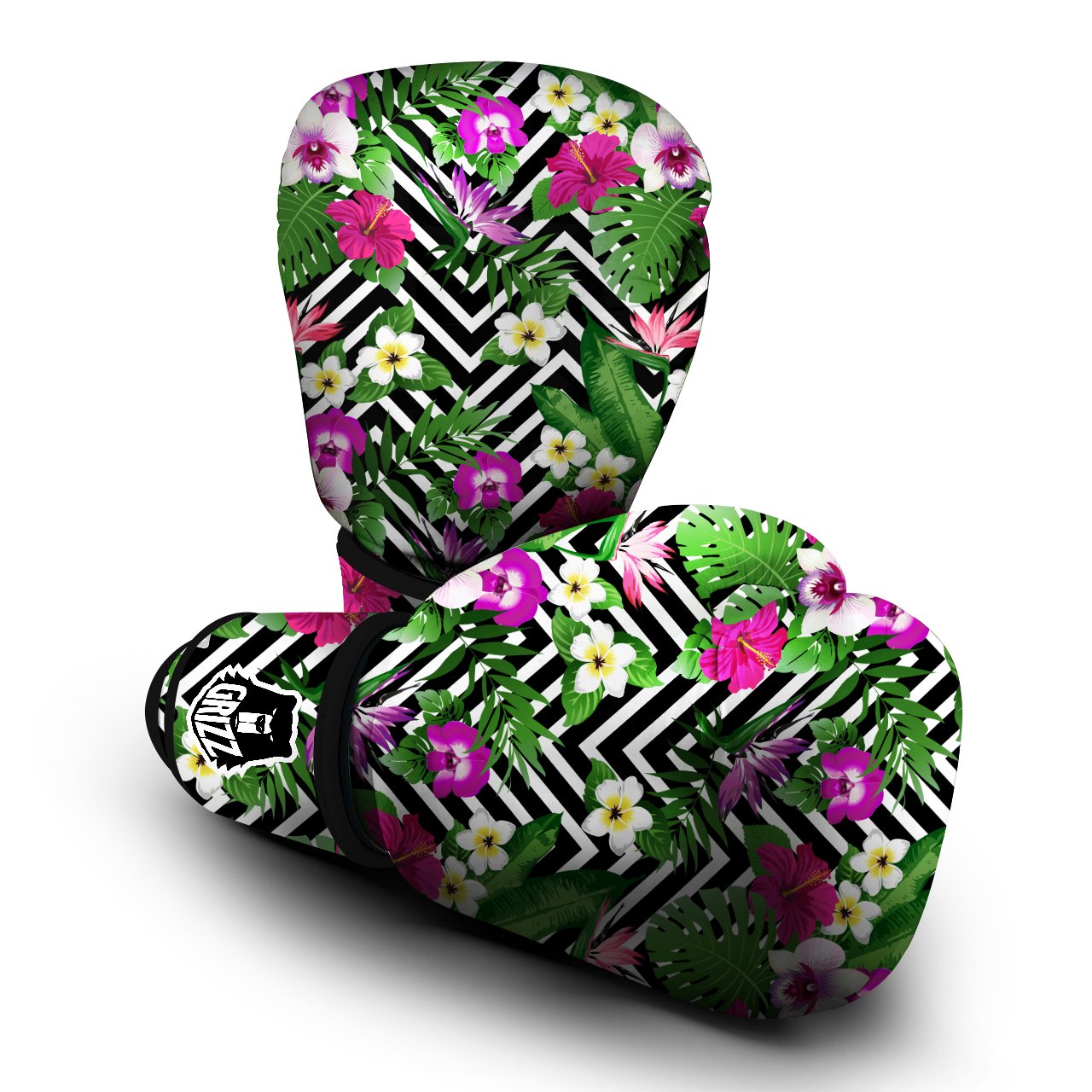 Tropical Zig Zag Print Pattern Boxing Gloves-grizzshop