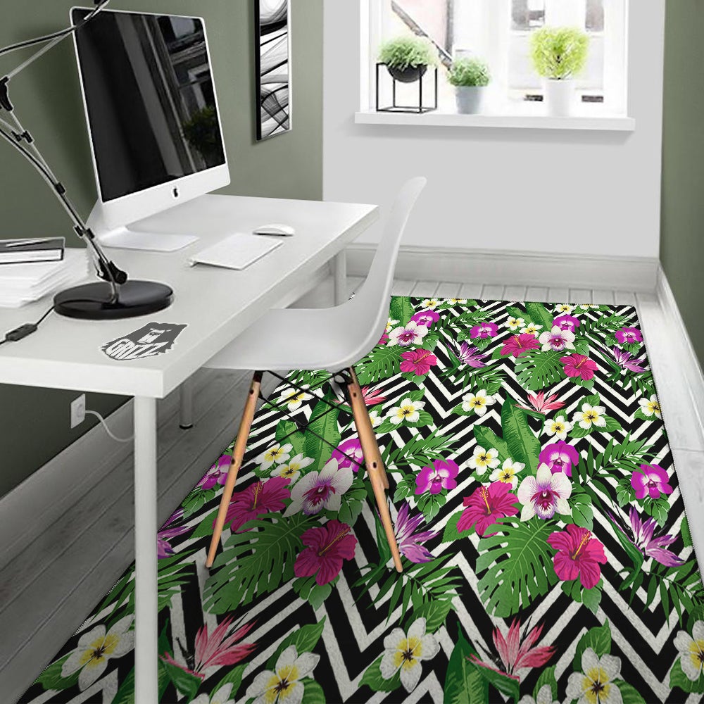 Tropical Zig Zag Print Pattern Floor Mat-grizzshop