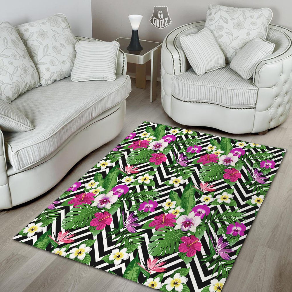 Tropical Zig Zag Print Pattern Floor Mat-grizzshop