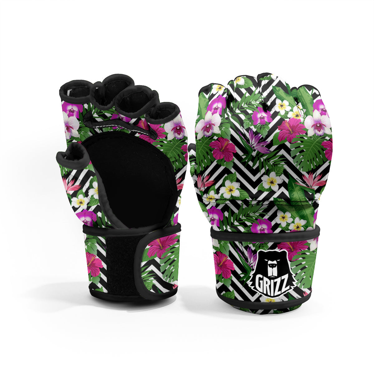 Tropical Zig Zag Print Pattern MMA Gloves-grizzshop