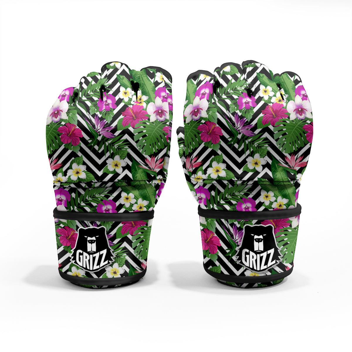 Tropical Zig Zag Print Pattern MMA Gloves-grizzshop