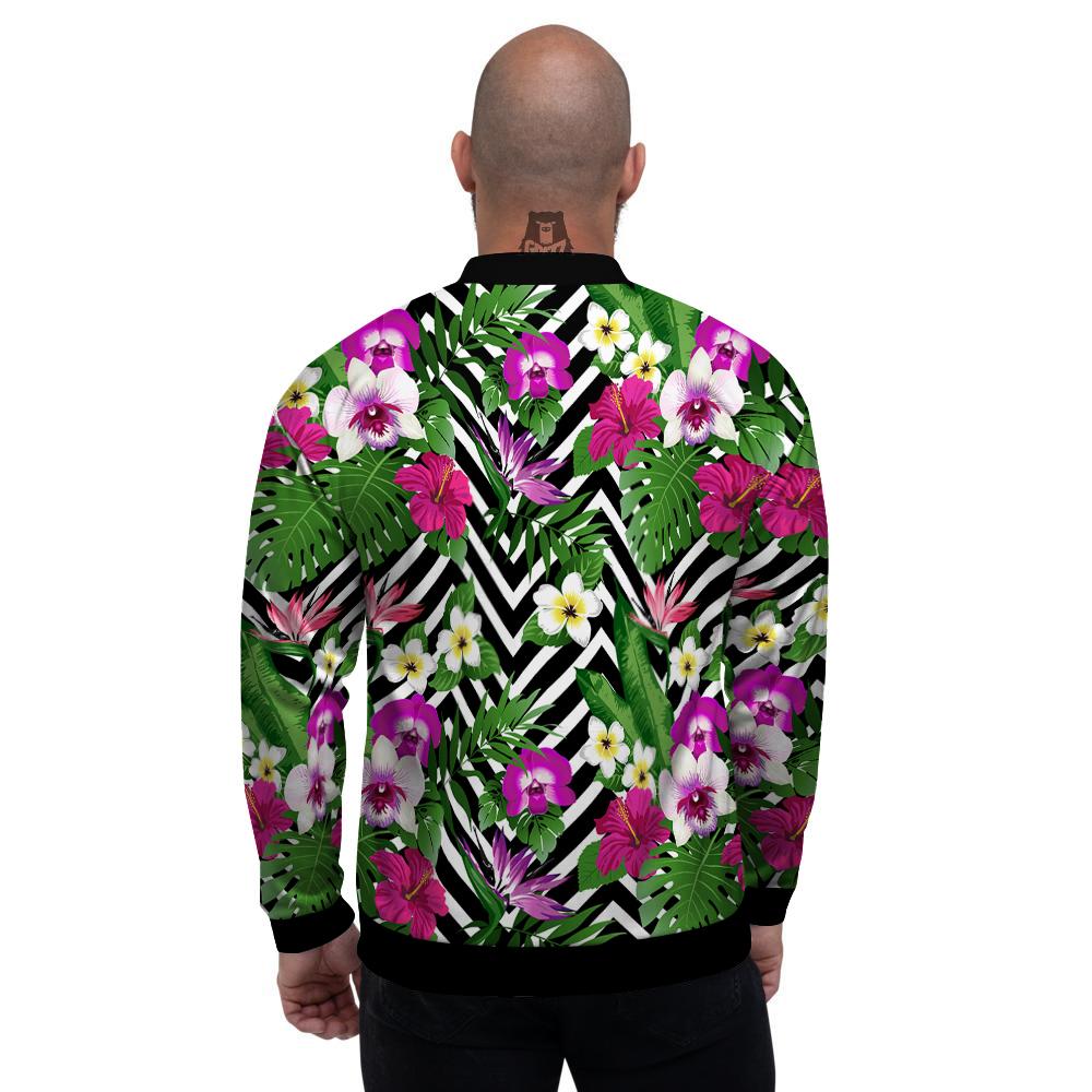 Tropical Zig Zag Print Pattern Men's Bomber Jacket-grizzshop