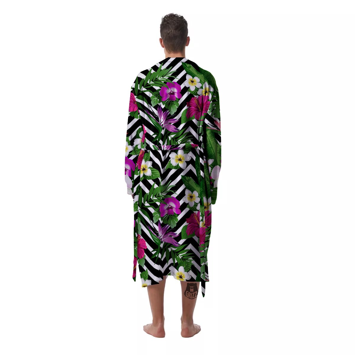 Tropical Zig Zag Print Pattern Men's Robe-grizzshop