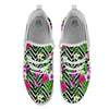 Tropical Zig Zag Print Pattern White Athletic Shoes-grizzshop