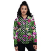 Tropical Zig Zag Print Pattern Women's Bomber Jacket-grizzshop