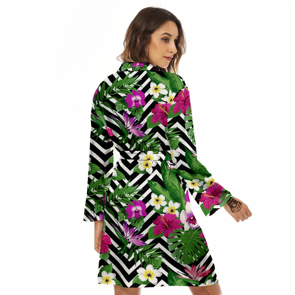 Tropical Zig Zag Print Pattern Women's Robe-grizzshop