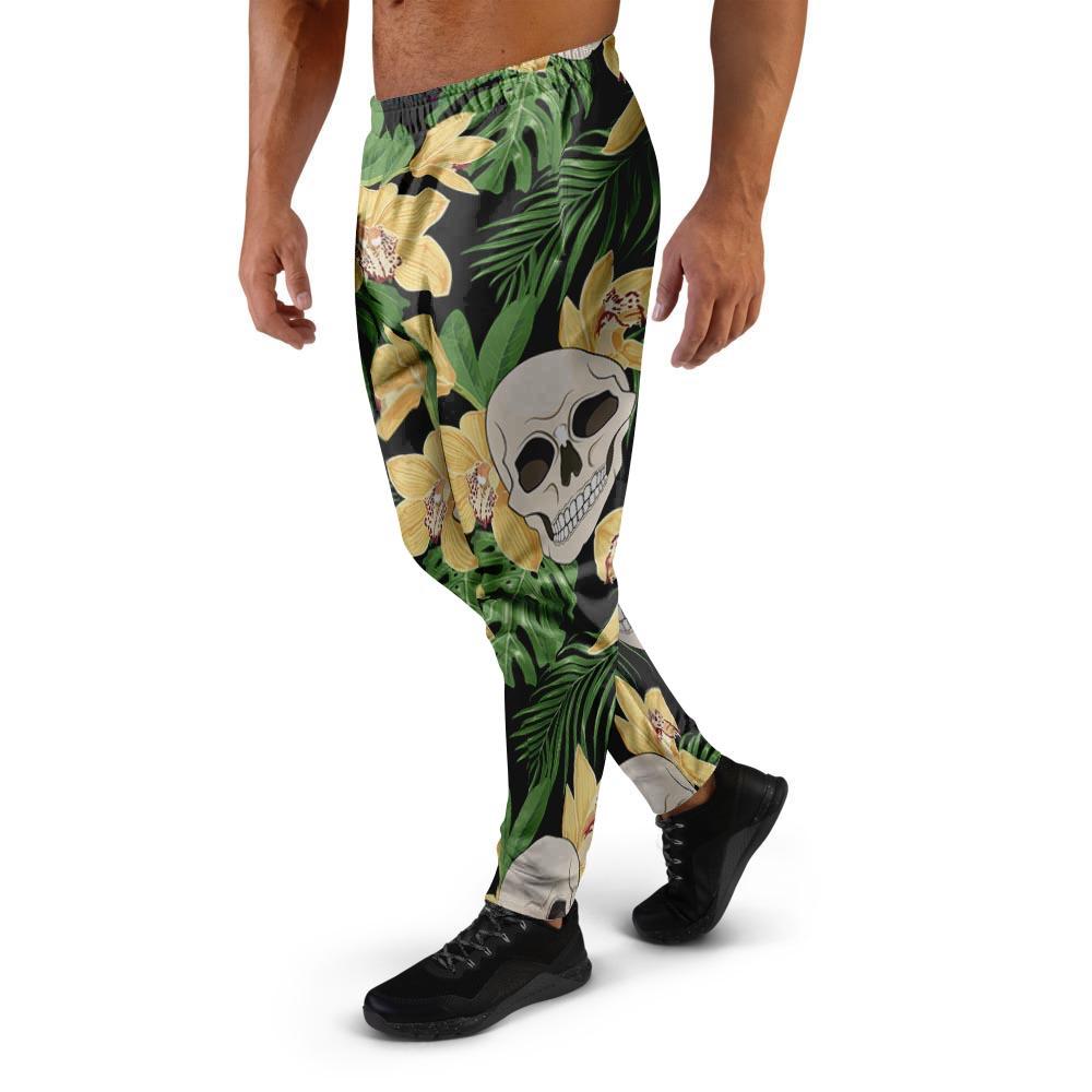 Tropical Floral Skull Men's Joggers-grizzshop