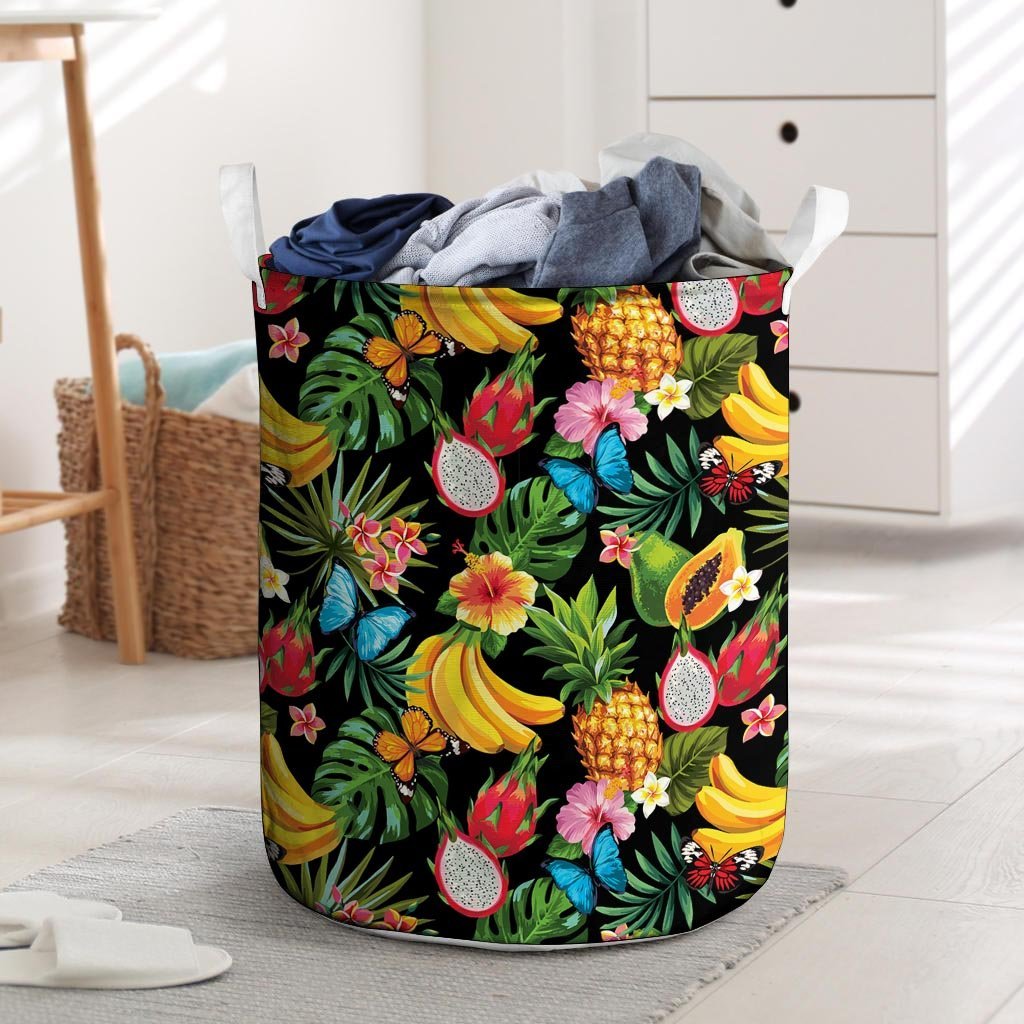 Tropical Fruit Hawaiian Print Laundry Basket-grizzshop