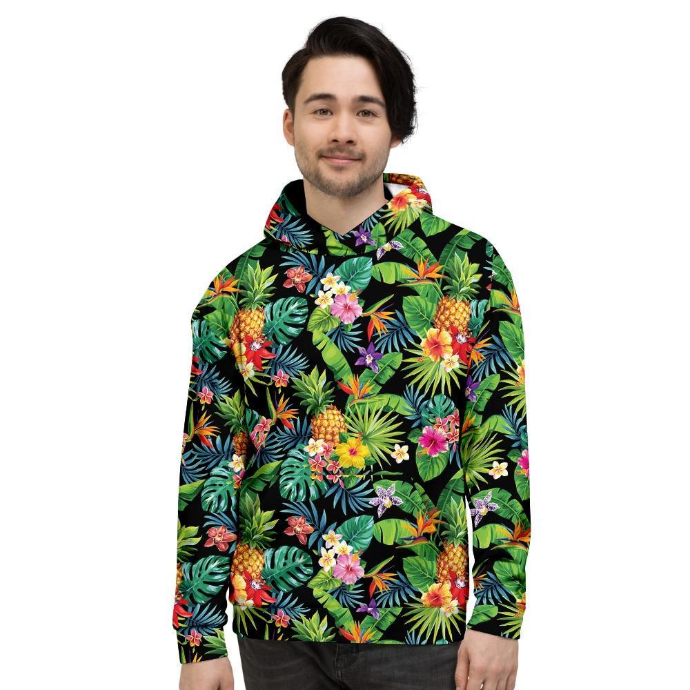 Tropical Hawaiian Floral Print Men's Hoodie-grizzshop