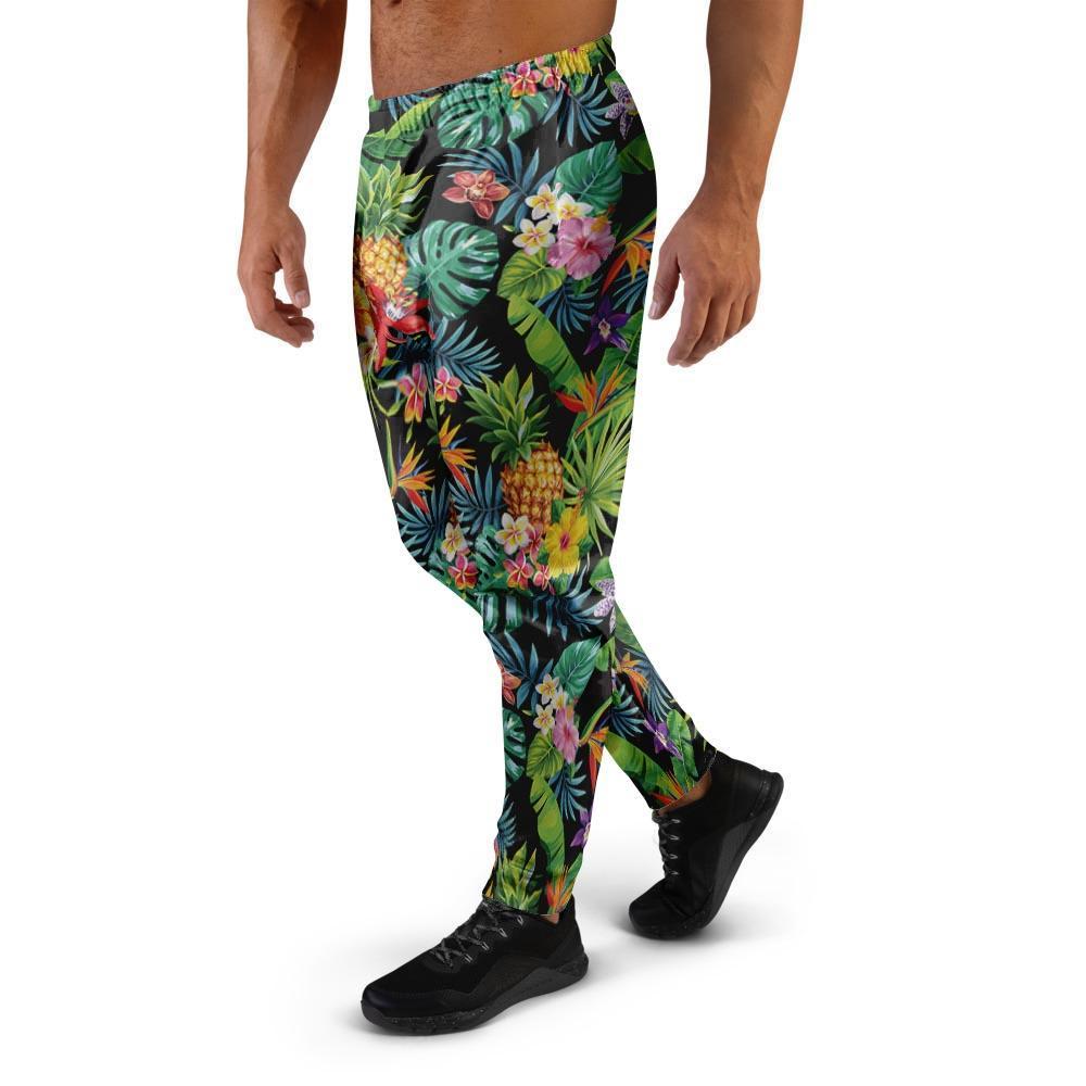 Tropical Hawaiian Floral Print Men's Joggers-grizzshop