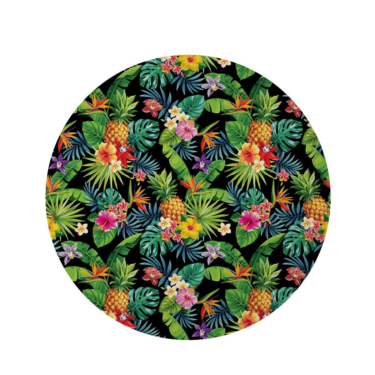 Tropical Hawaiian Floral Print Round Rug-grizzshop
