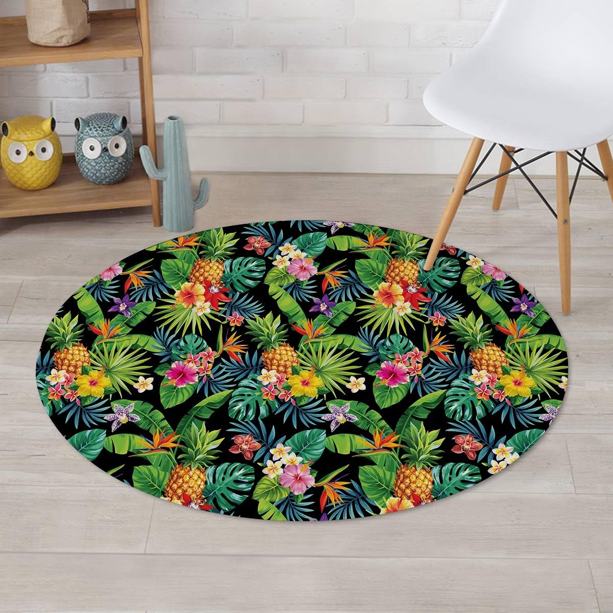 Tropical Hawaiian Floral Print Round Rug-grizzshop
