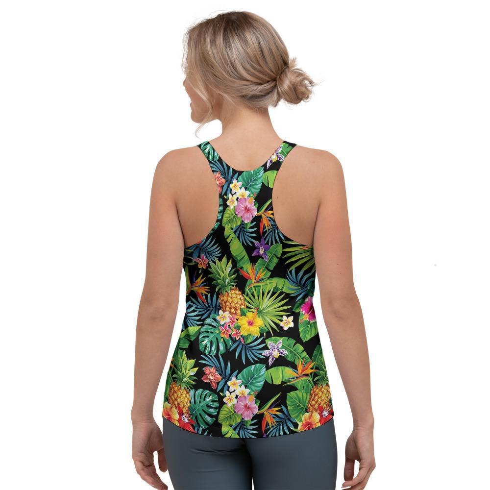 Tropical Hawaiian Floral Print Women's Racerback Tank Top-grizzshop