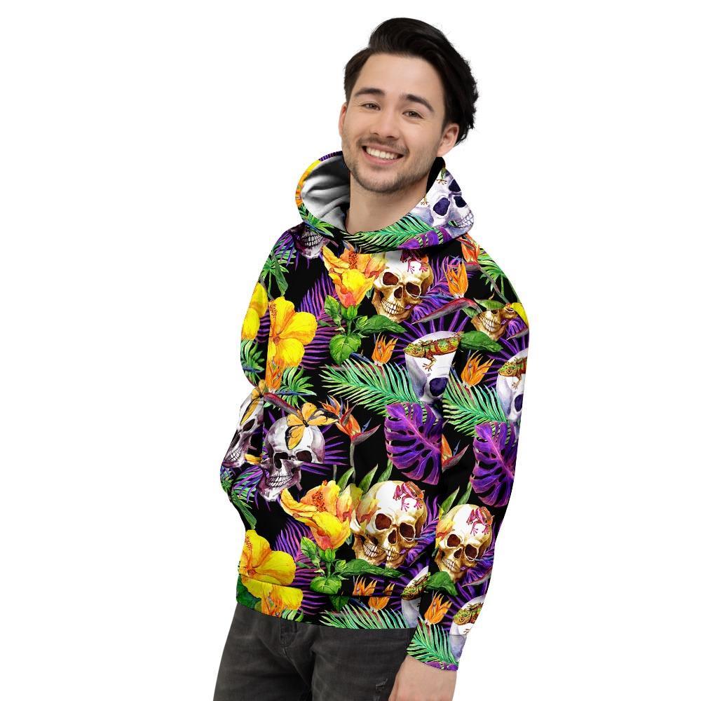 Tropical Hawaiian Skull Men's Hoodie-grizzshop