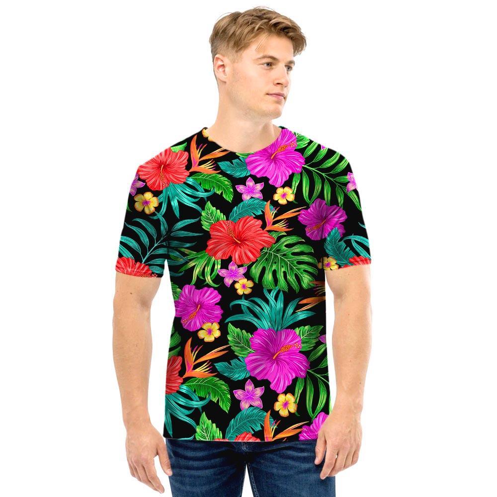 Tropical Hibiscus Floral Hawaiian Print Men T Shirt-grizzshop