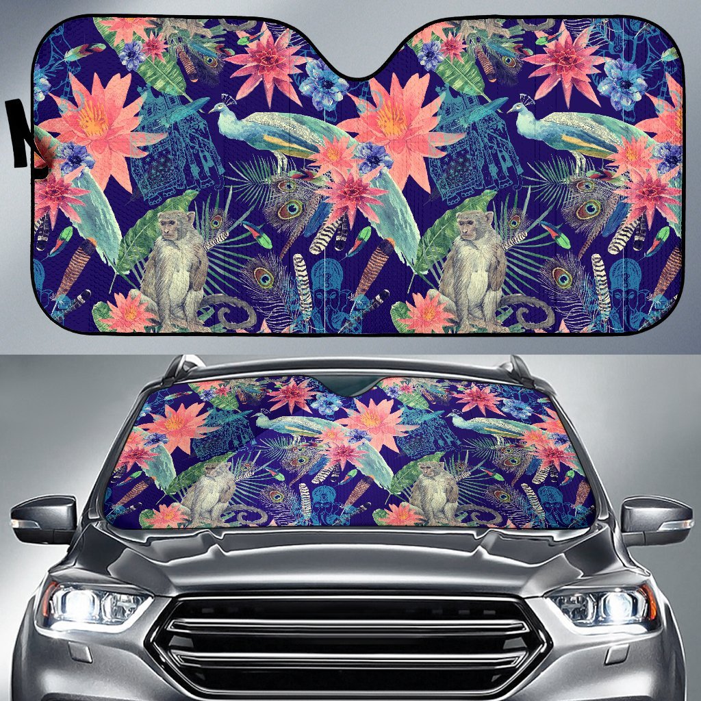 Tropical Monkey Print Pattern Car Sun Shade-grizzshop