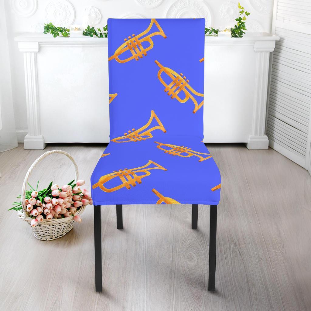 Trumpet Blue Pattern Print Chair Cover-grizzshop