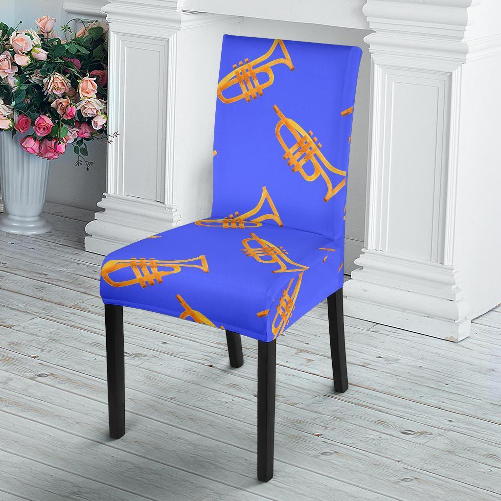 Trumpet Blue Pattern Print Chair Cover-grizzshop