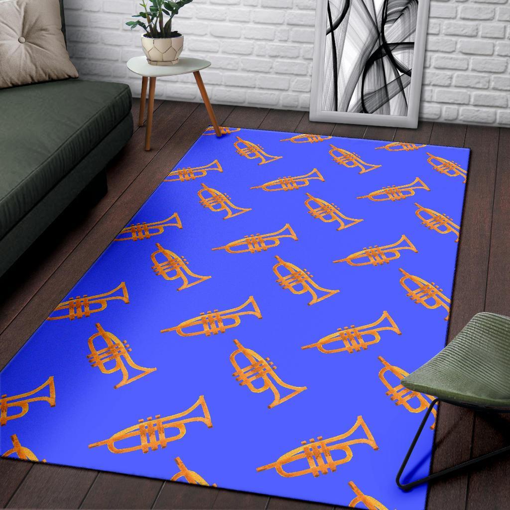 Trumpet Blue Pattern Print Floor Mat-grizzshop