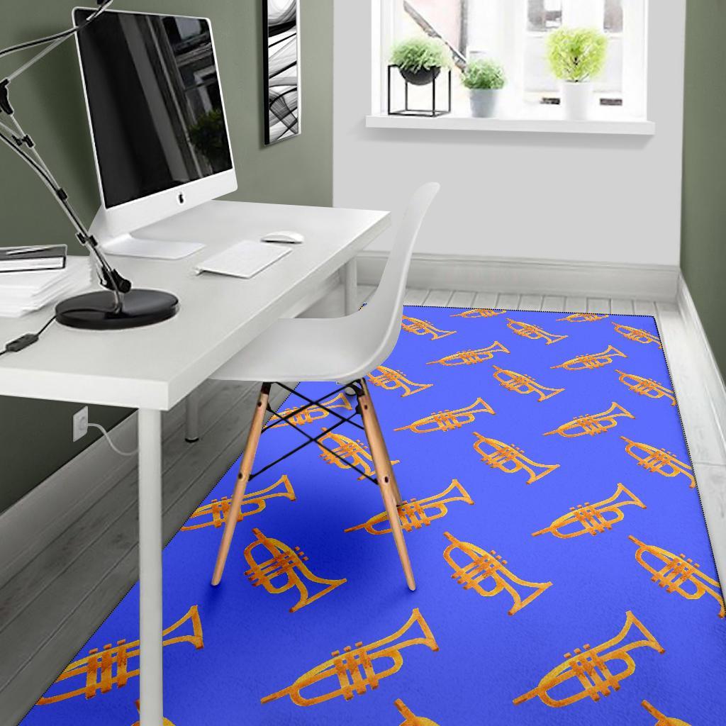 Trumpet Blue Pattern Print Floor Mat-grizzshop