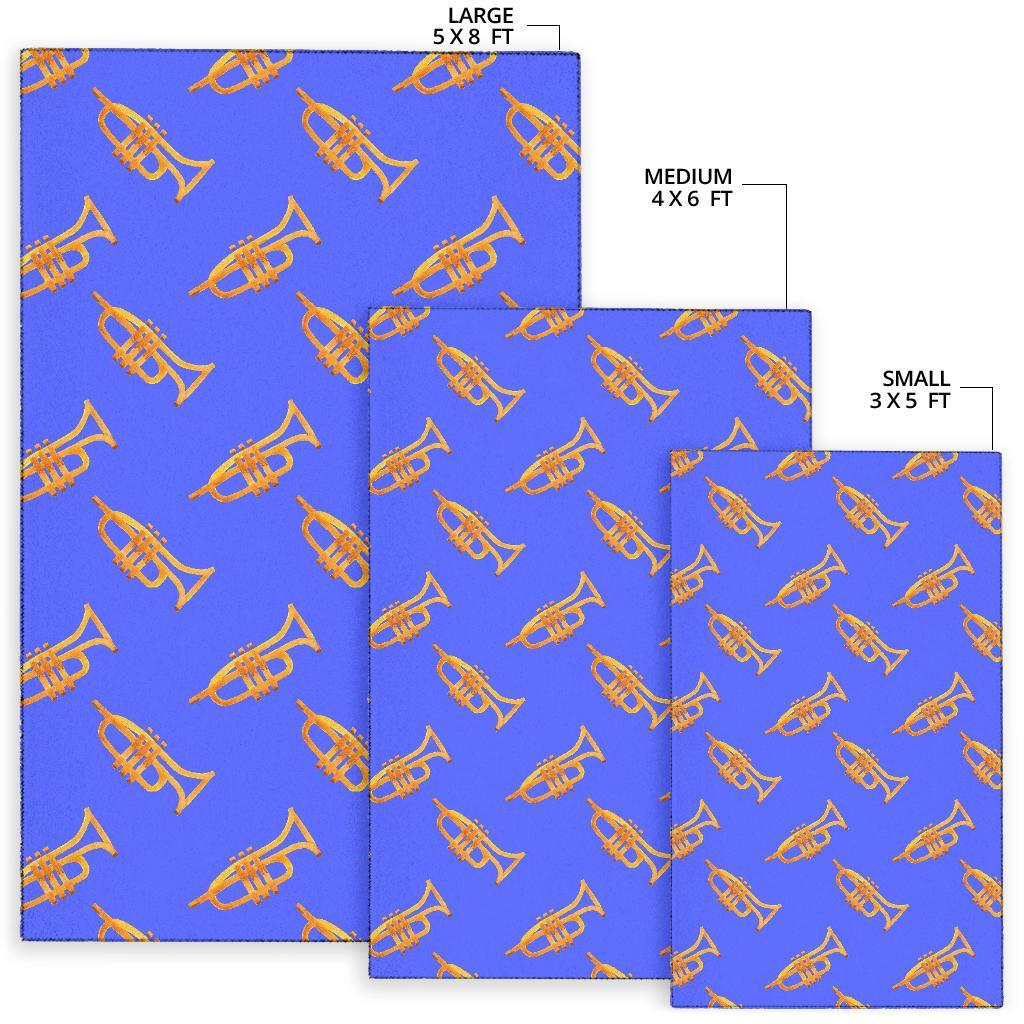 Trumpet Blue Pattern Print Floor Mat-grizzshop