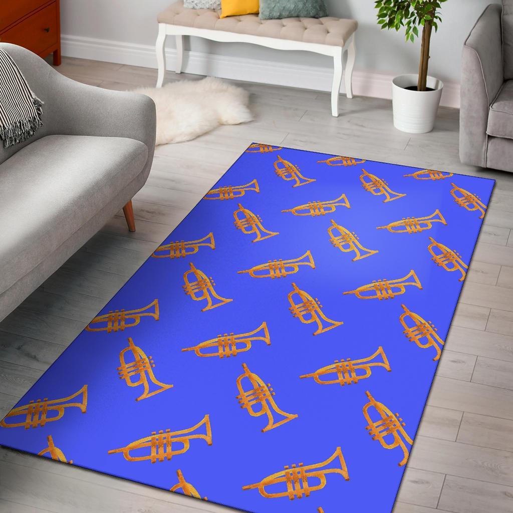 Trumpet Blue Pattern Print Floor Mat-grizzshop