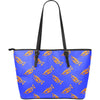 Trumpet Blue Pattern Print Leather Tote Bag-grizzshop