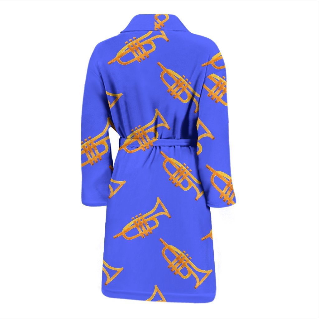 Trumpet Blue Pattern Print Men Long Robe-grizzshop