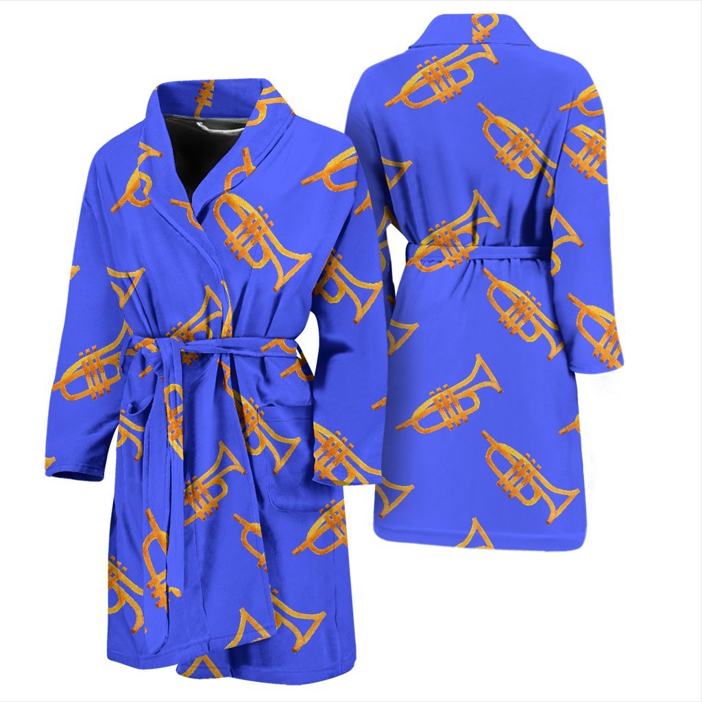 Trumpet Blue Pattern Print Men Long Robe-grizzshop