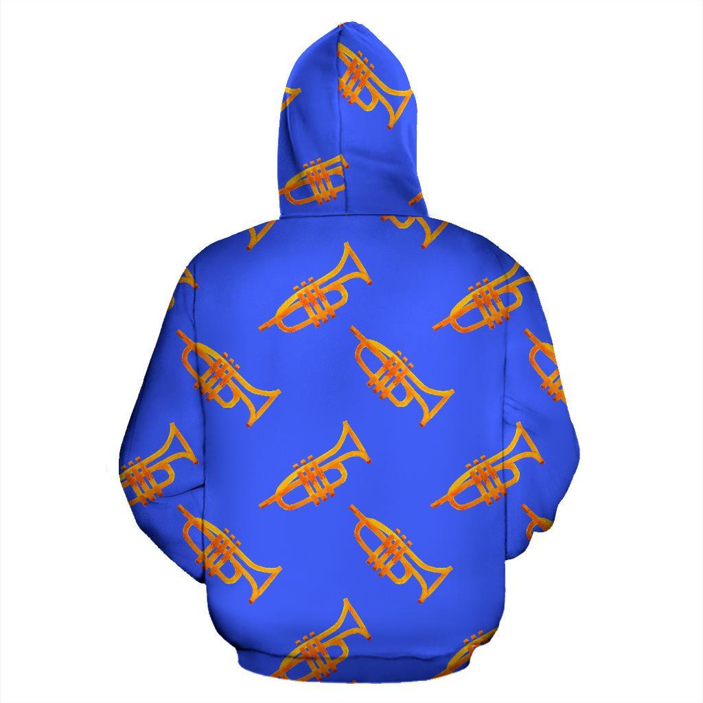 Trumpet Blue Pattern Print Men Women Pullover Hoodie-grizzshop