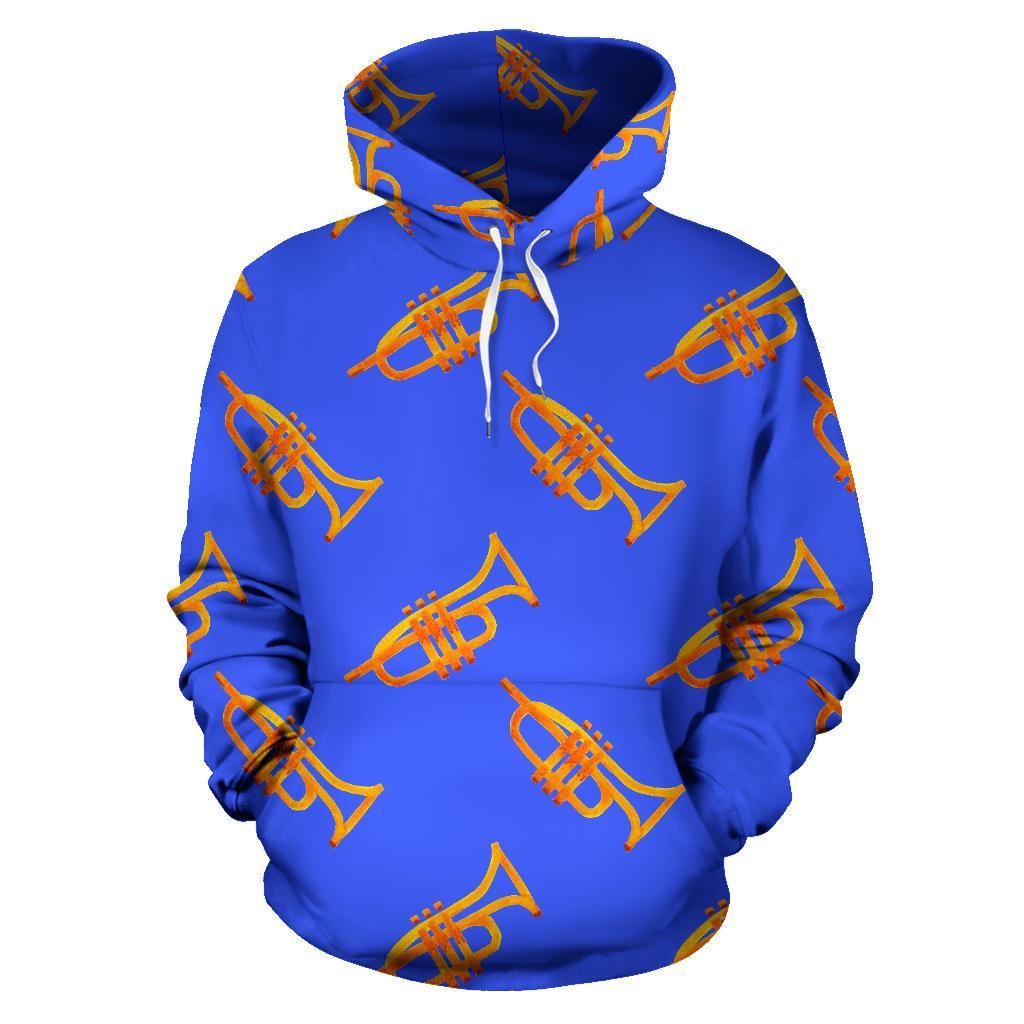 Trumpet Blue Pattern Print Men Women Pullover Hoodie-grizzshop