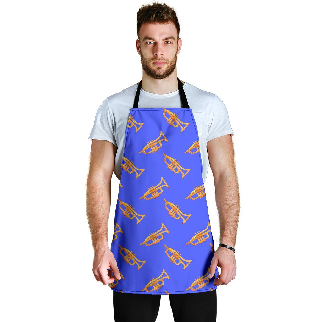 Trumpet Blue Pattern Print Men's Apron-grizzshop