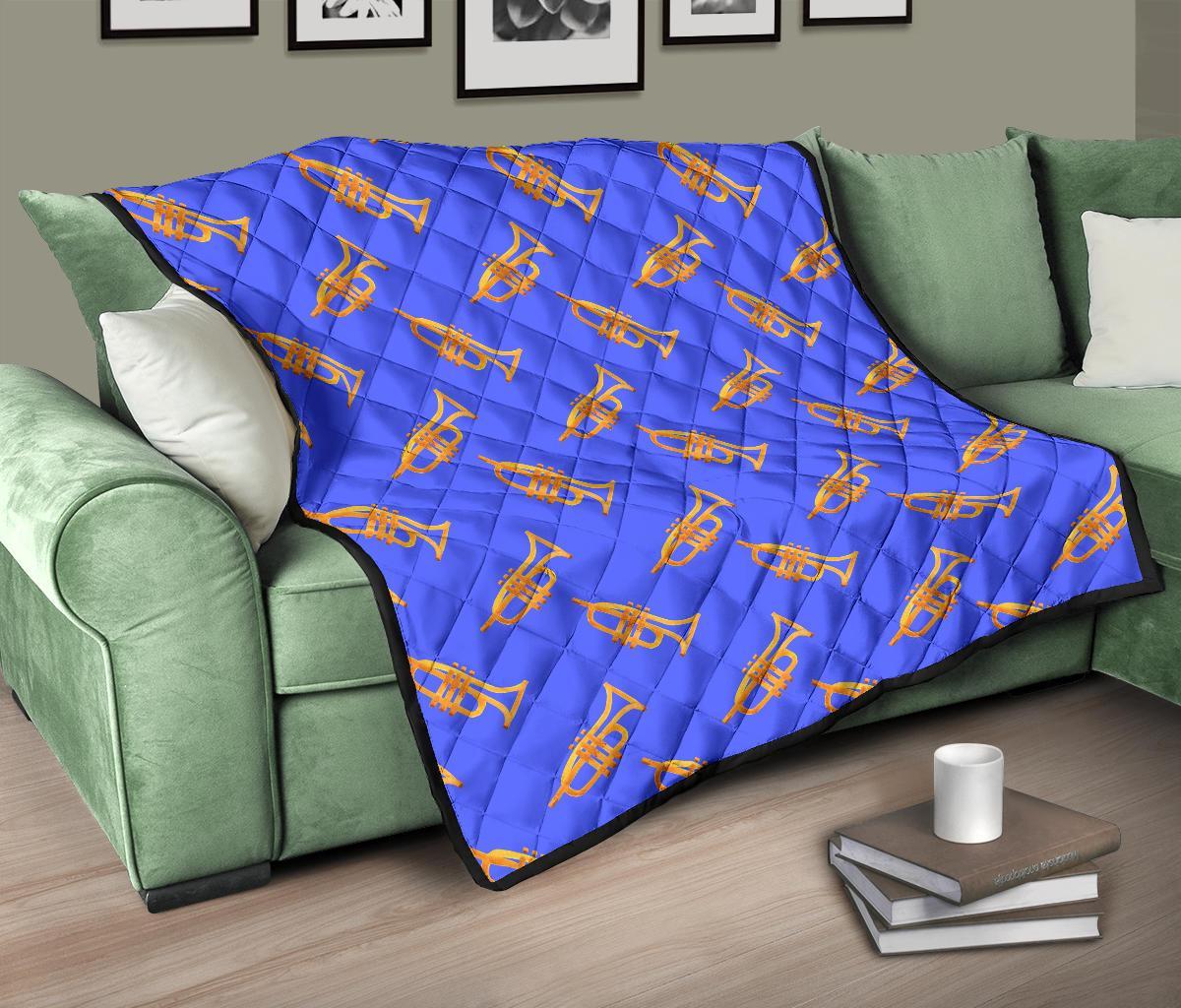 Trumpet Blue Pattern Print Quilt-grizzshop