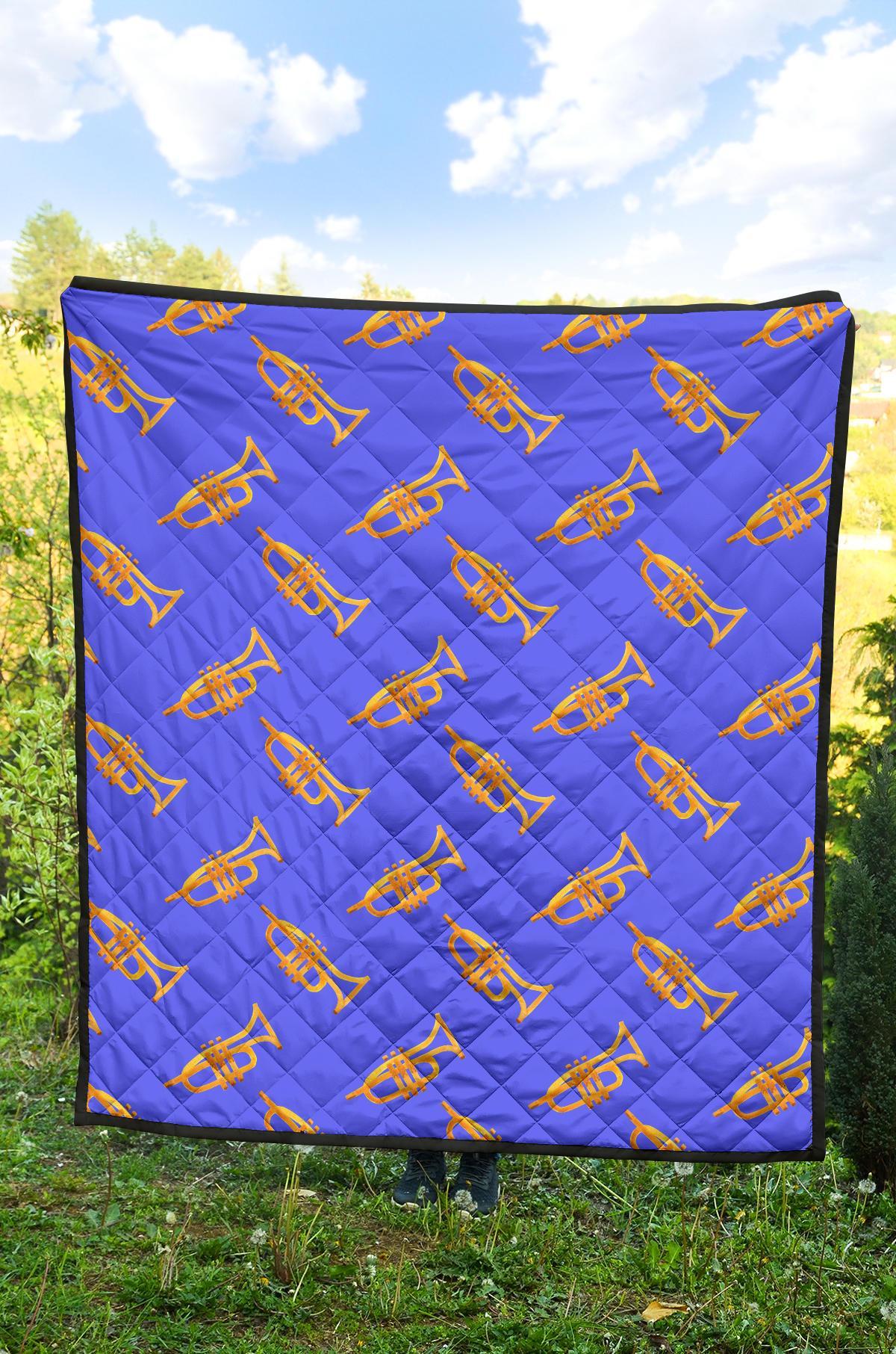 Trumpet Blue Pattern Print Quilt-grizzshop