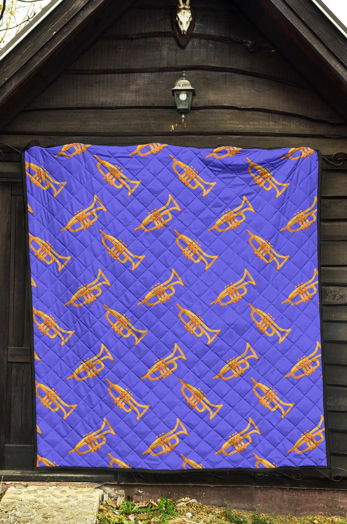 Trumpet Blue Pattern Print Quilt-grizzshop