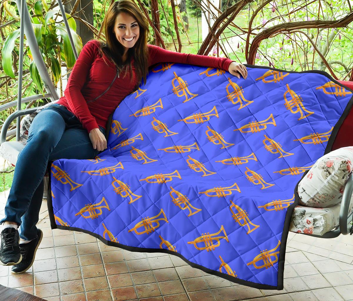 Trumpet Blue Pattern Print Quilt-grizzshop