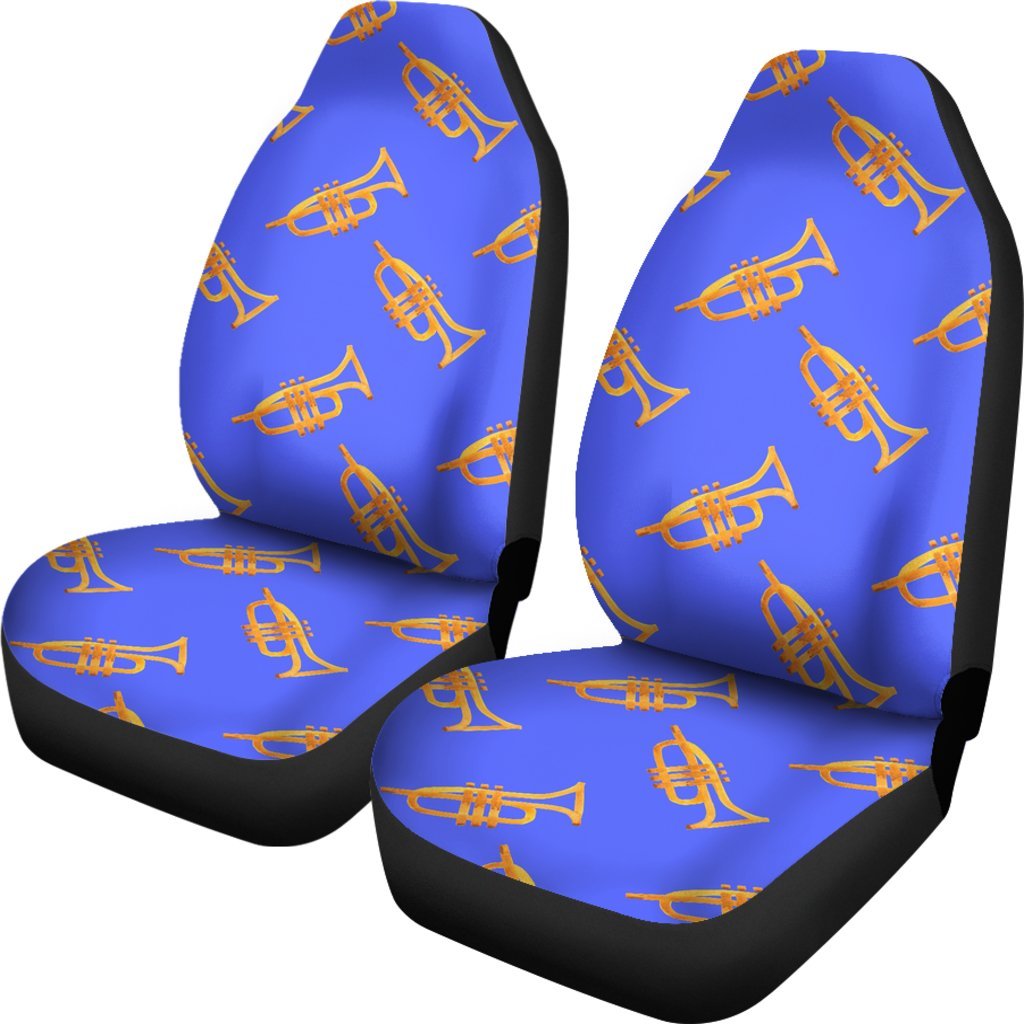 Trumpet Blue Pattern Print Universal Fit Car Seat Covers-grizzshop