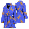 Trumpet Blue Pattern Print Women Long Robe-grizzshop