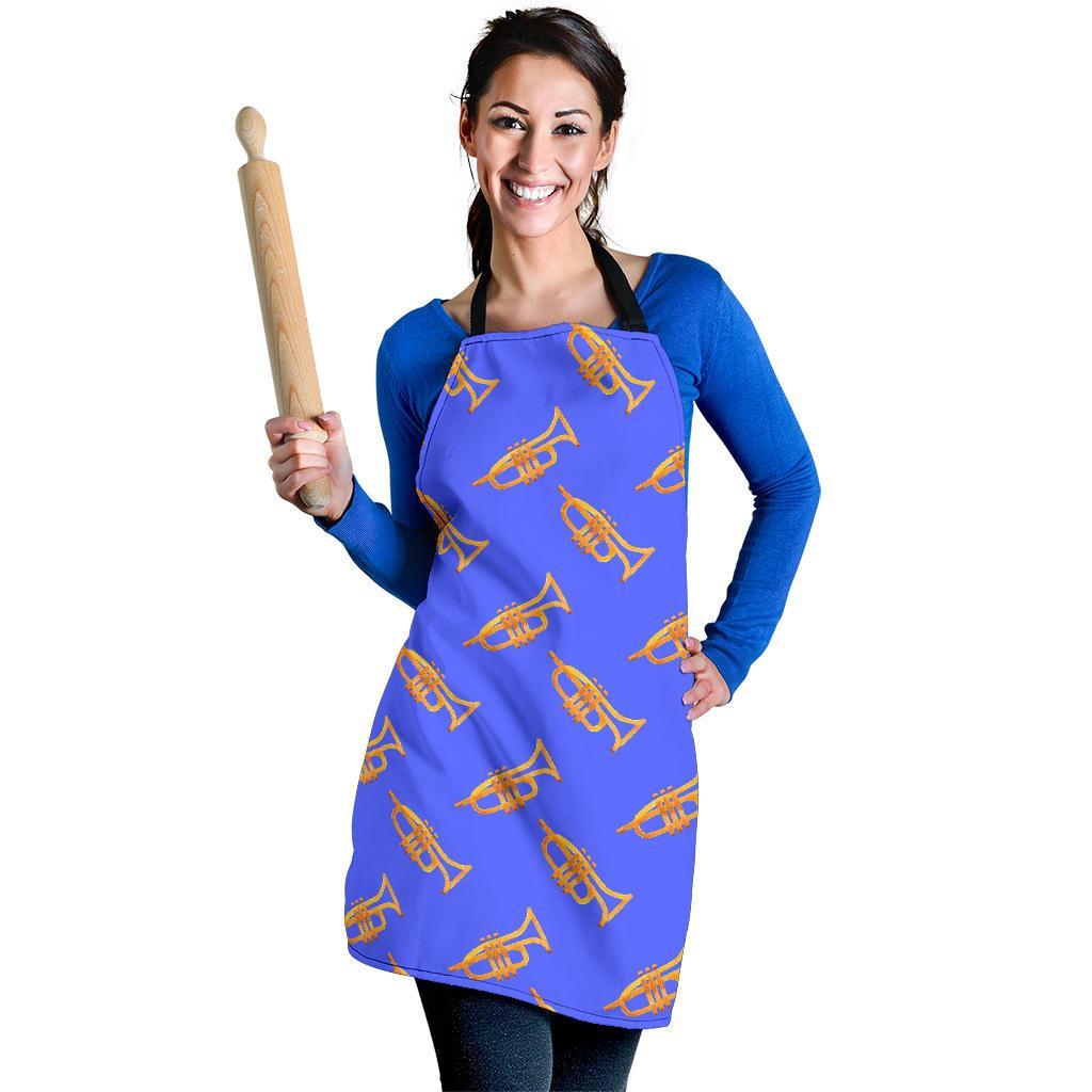 Trumpet Blue Pattern Print Women's Apron-grizzshop