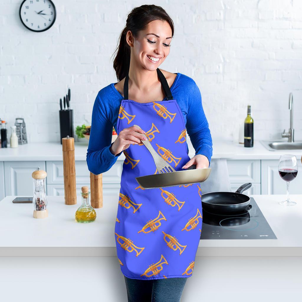 Trumpet Blue Pattern Print Women's Apron-grizzshop