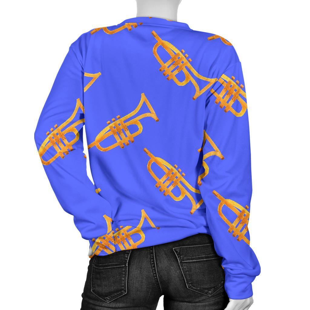 Trumpet Blue Pattern Print Women's Sweatshirt-grizzshop
