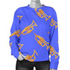 Trumpet Blue Pattern Print Women's Sweatshirt-grizzshop