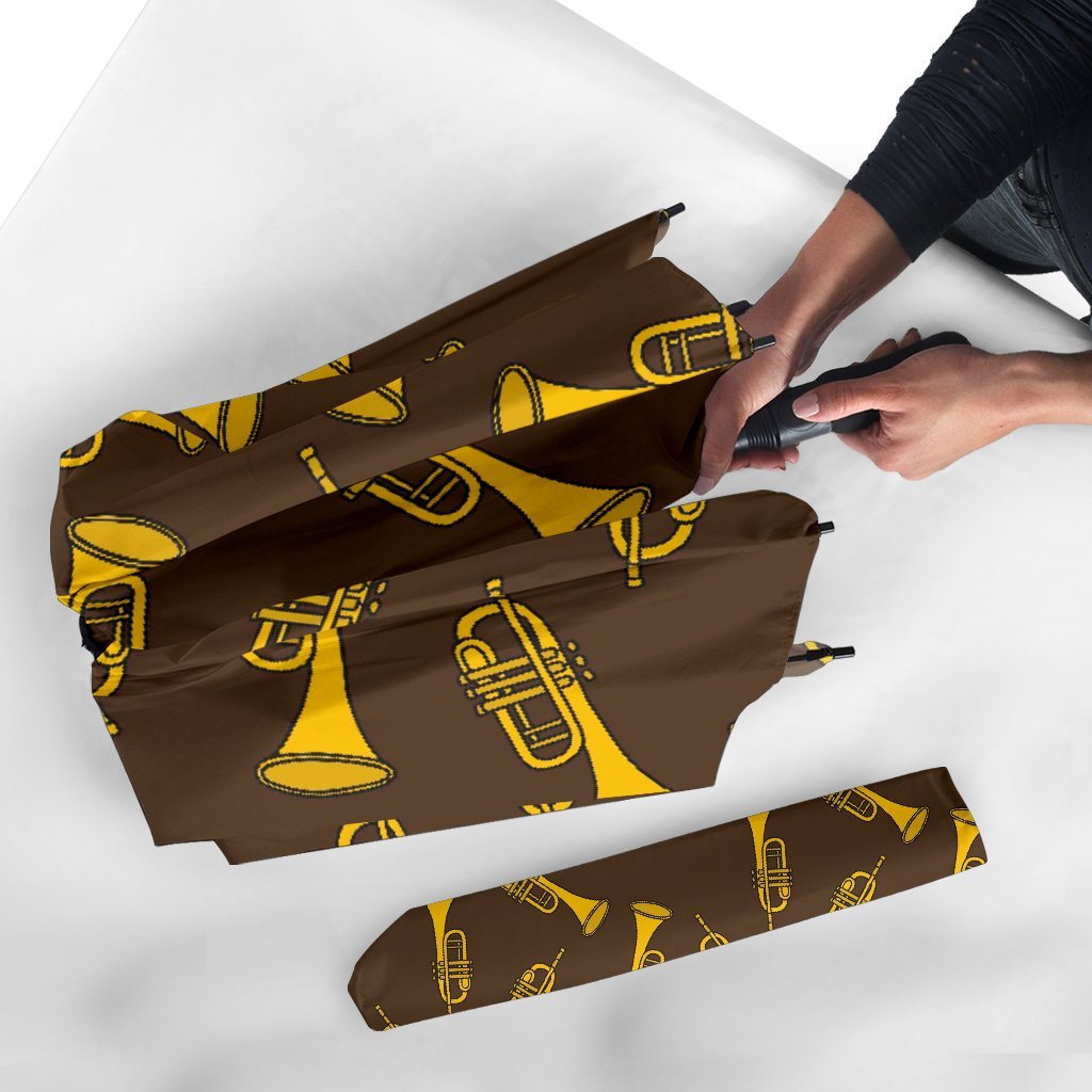 Trumpet Pattern Print Automatic Foldable Umbrella-grizzshop