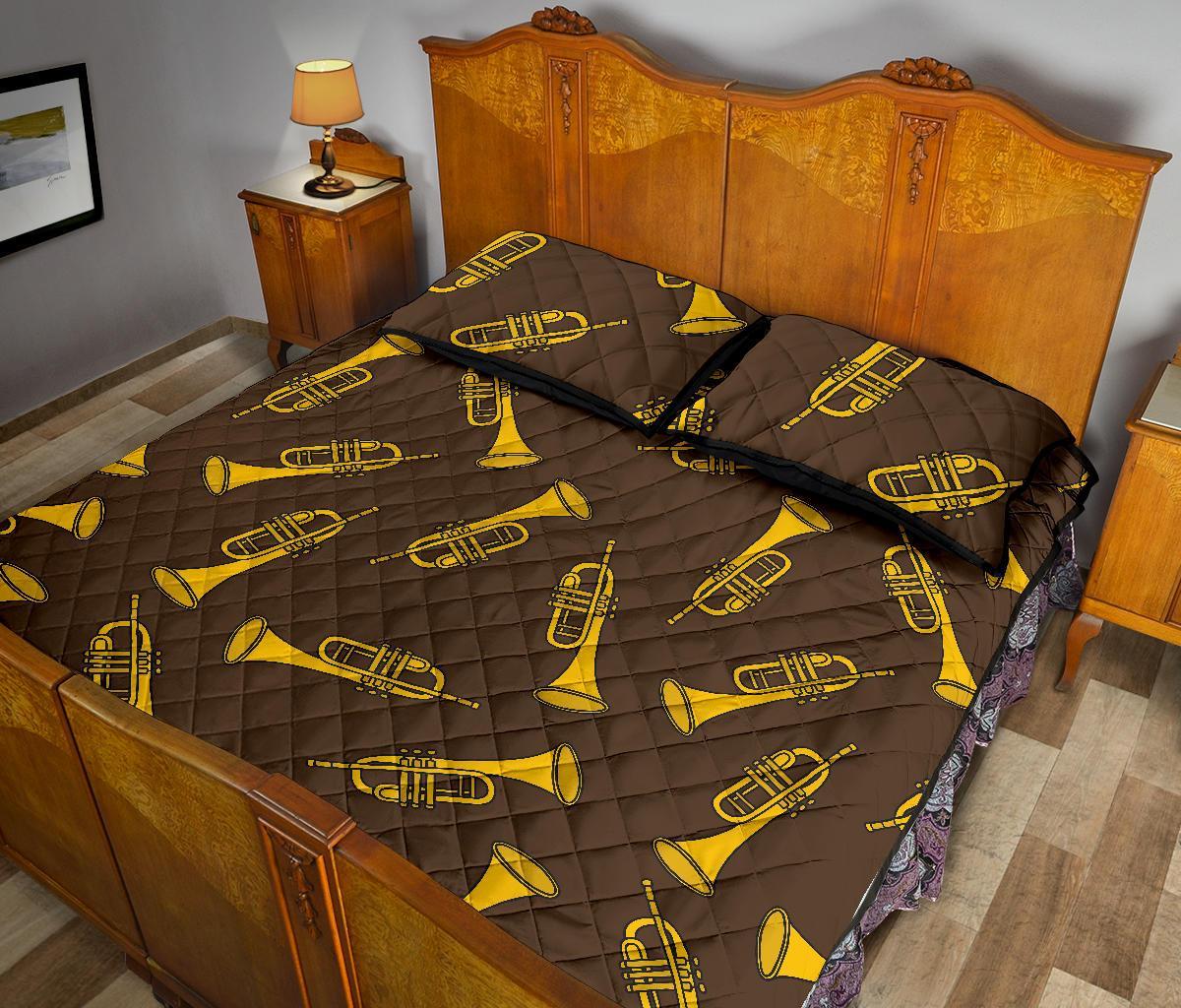 Trumpet Pattern Print Bed Set Quilt-grizzshop