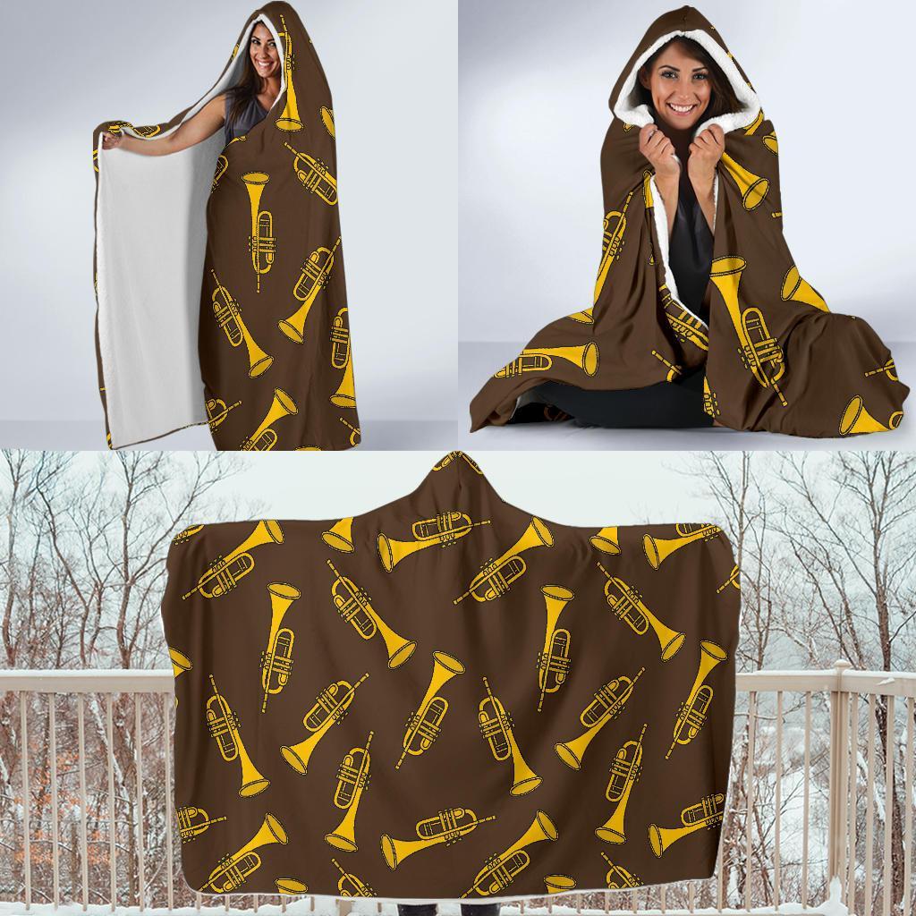 Trumpet Pattern Print Hooded Blanket-grizzshop