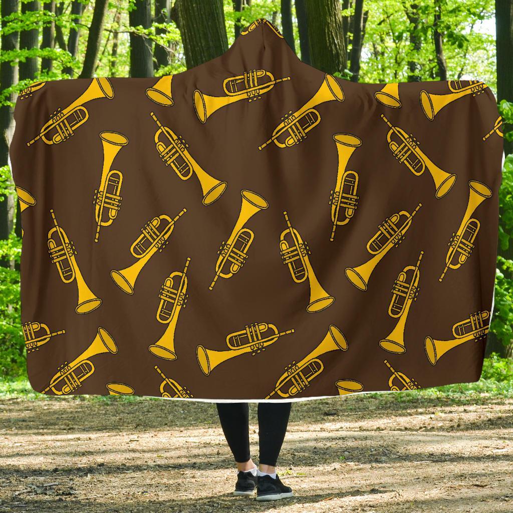 Trumpet Pattern Print Hooded Blanket-grizzshop